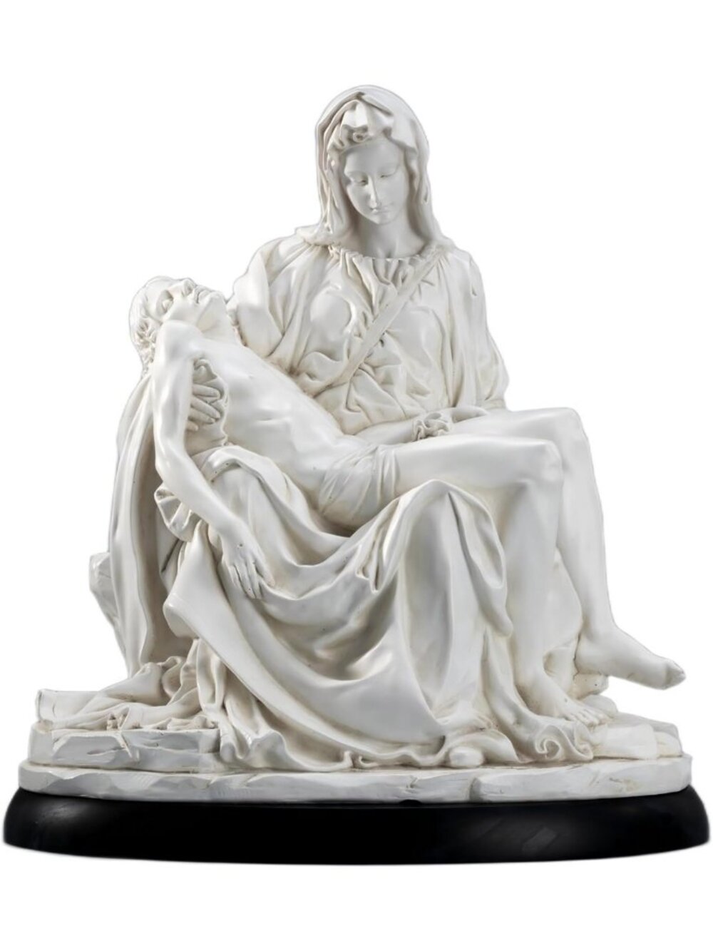 Hand-Painted 10" Pieta Statue - Antique White Jesus & Madonna Sculpture